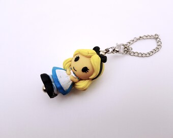 Alice In Wonderland Keychain | Repurposed Ooshie Keyring | Fairytale Inspired Gift | Upcycled Toy Bag Charm | Quirky Collectible