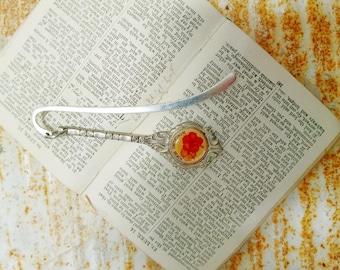 Handmade Souvenir Spoon Bookmark with Charm, Rustic Repurposed