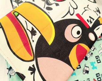 Handmade fabric covered A5 Journal, Angry Bird motifs.