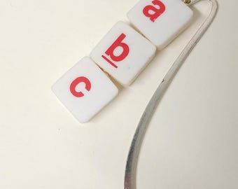 Handmade Scrabble Bookmark with Repurposed Game Tiles