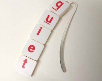 Handmade Scrabble Bookmark with Repurposed Game Tiles