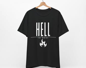 De hel is echt T-shirt | Premium evangelie-T-shirt met christelijk geloofslogo