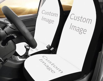 Custom Car Seat Covers Front Set, Personalized Photo Vehicle Seat Protector, Universal Fit