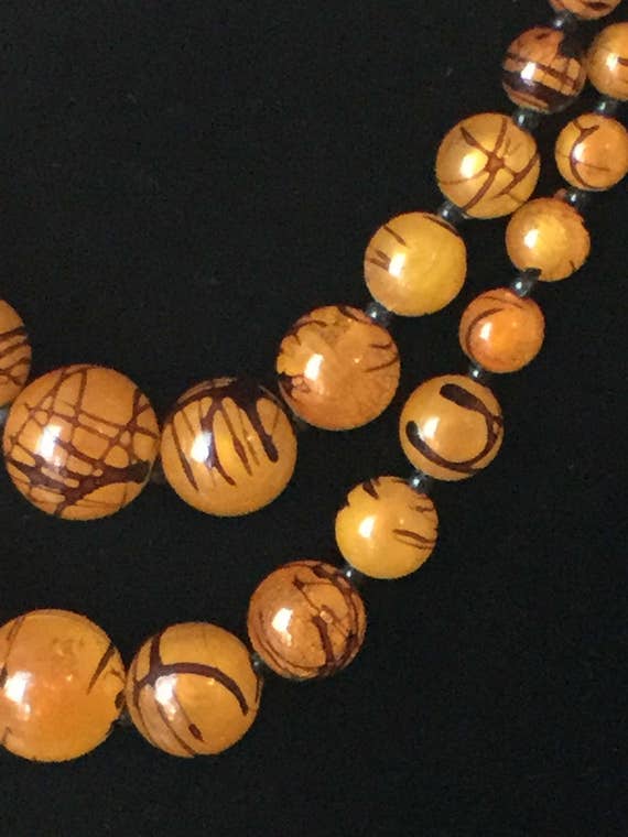 Jackie O beaded butterscotch necklace - image 5