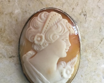 Large shell cameo set in sterling