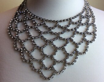 Vintage rhinestone necklace Hollywood glamour