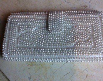 Wedding clutch Italian beads and white glass made in japan