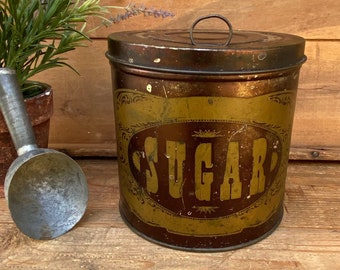 Vintage Sugar Tin Canister - Antique Sugar Tin - Vintage Sugar Container