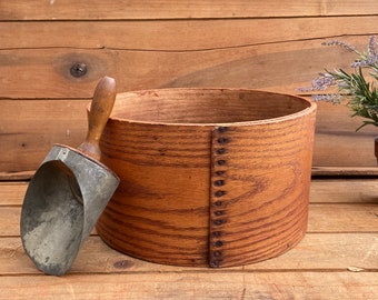 Antique Gage & Co Large Wooden Dry Measure Henniker N H - Vintage Wooden Oak Dry Measure