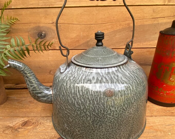 Vintage Graniteware Large Teapot Vintage Agateware Teapot Vintage