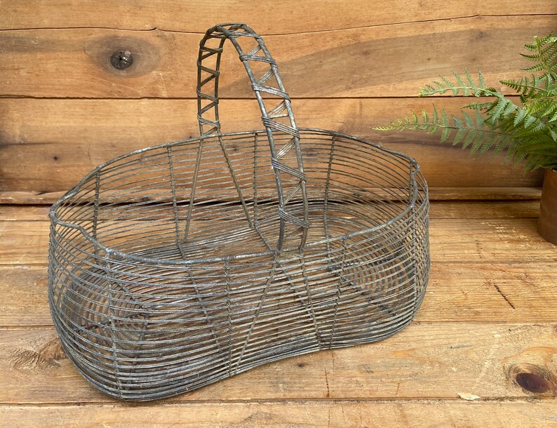 Vintage Wire Basket Old Wire Gathering Basket Vintage Wire Vegetable