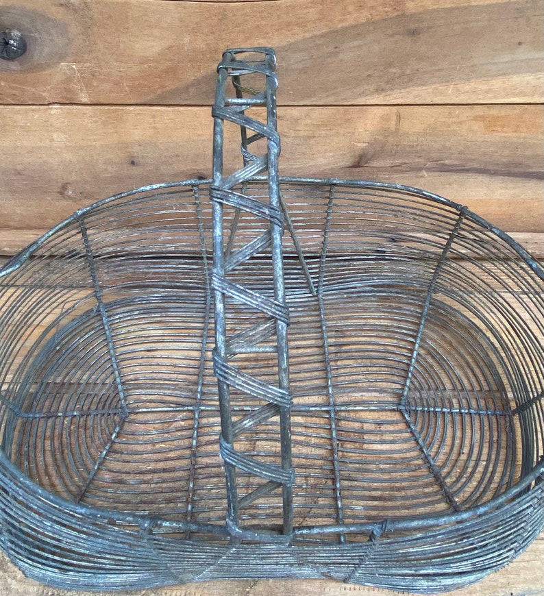 Vintage Wire Basket Old Wire Gathering Basket Vintage Wire Vegetable
