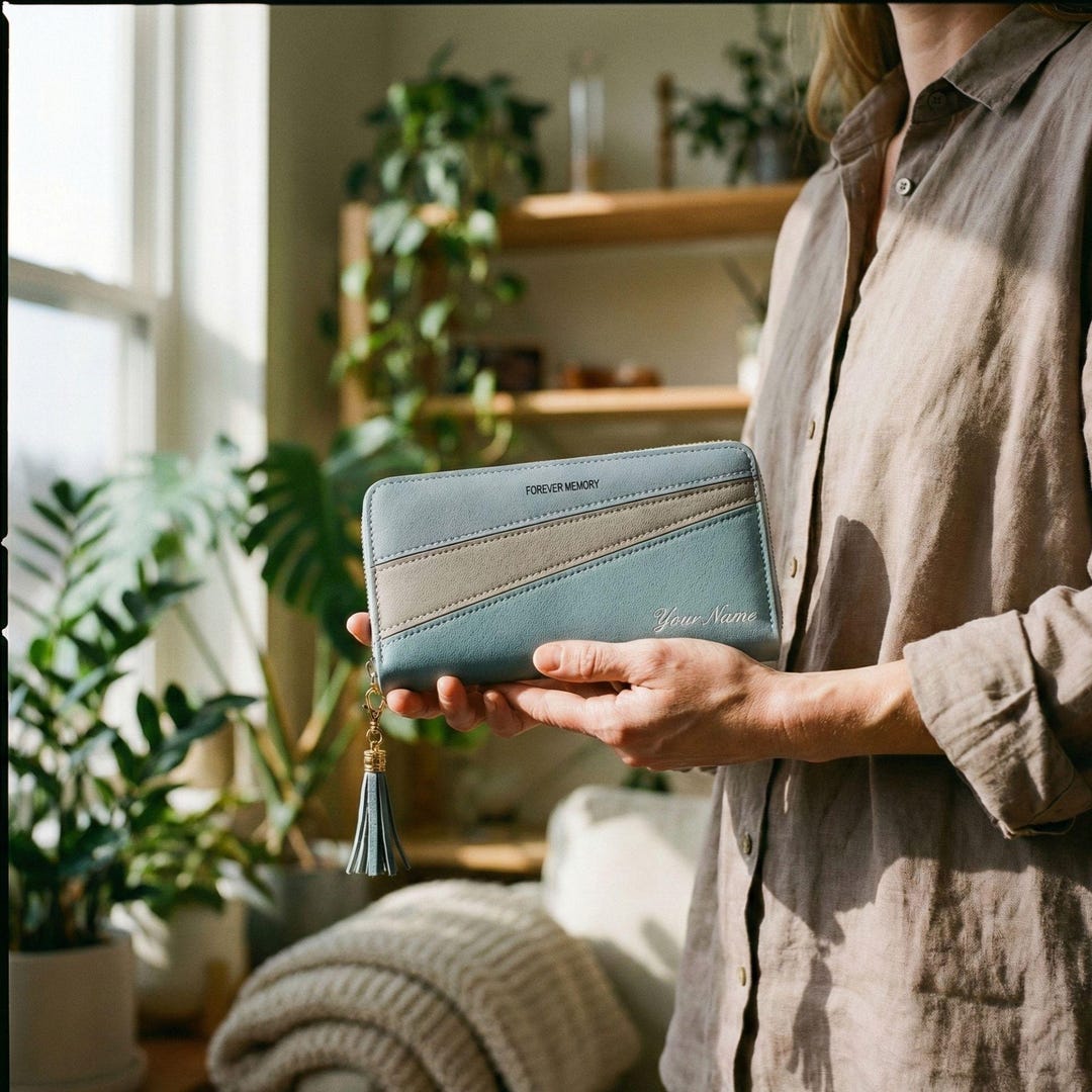 Personalized Colour Block Leather Wallet - Etsy