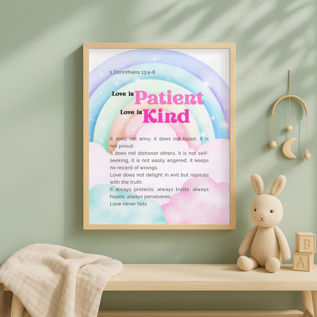 1 Corinthians 13:4-8 Love is Patient Love is Kind, Bible Verse Wall Art ...