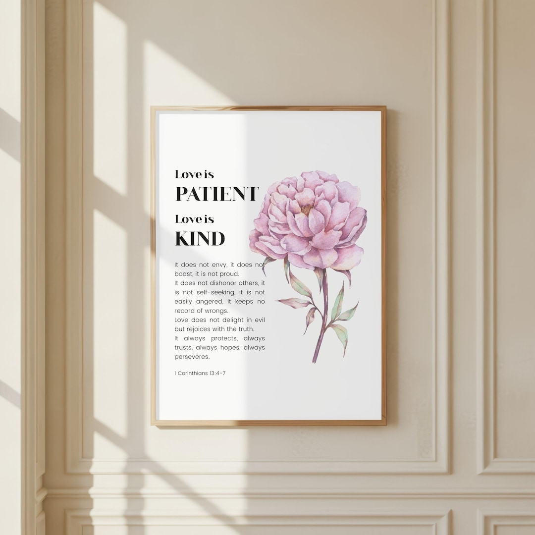 1 Corinthians 13:4-7 Love is Patient Love is Kind, Bible Verse Wall Art ...