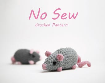 NO SEW Haakpatroon muis, gehaakt rat, amigurumi-tutorial pdf in het Engels