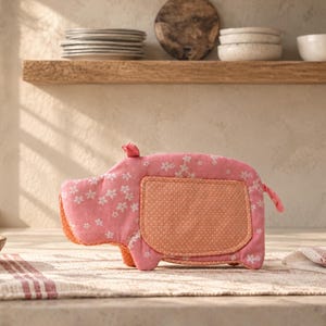 Hippopotamus Pot Holder Sewing Pattern PDF, Hippo Potholder Pattern, Animal Oven Mitt Pattern, Kitchen Sewing Pattern,  Moo Deng, PDF