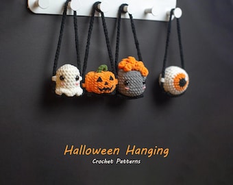 Halloween op een schommel haakpatroon, spookje haken, pompoen haken, snoepoogjes haken, heksenketel haken | PDF digitaal bestand