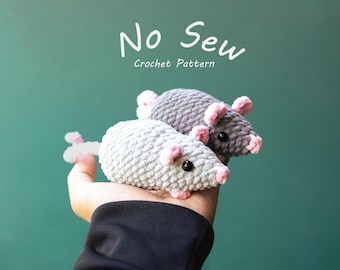 NO SEW Mouse-haakpatroon, haakpatroon schattig klein ratje Beginnersvriendelijk, marktvoorbereidingsvriendelijk, eenvoudig haakpatroon