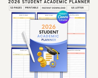2026 Student Planner Bundle, Study Planner Bundle, Student Academic Planner, College Planner, High School Semester Planner, Instant Download