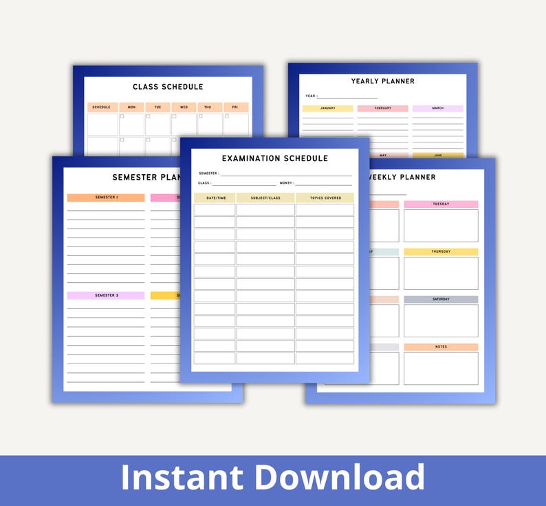 2026 Student Planner Bundle, Study Planner Bundle, Student Academic ...