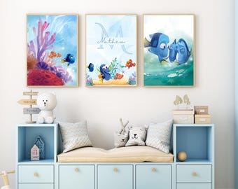 Personalized Nemo Nursery Prints, Kids Room Decor (Digital Download)
