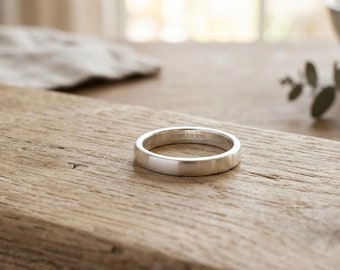 Anello a fascia personalizzato in argento sterling 925, fede nuziale minimalista, incisione personalizzata, impilabile.