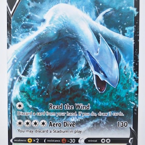 Carte de procuration de Lugia | Art holographique Lugia V Silver Tempest | Carte du JCC Pokémon fabriquée par des fans | Présentoir de collection