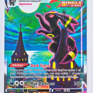 Umbreon-proxykaart | Evolving Skies Umbreon VMAX Holo Art | Door fans gemaakte Pokémon TCG-kaart | Verzamelaarsdisplay
