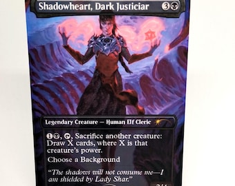 Shadowheart Dark Justiciar Proxy-kort | Baldur's Gate-konst | Fanmade Magic: The Gathering-kort | Samlardisplay