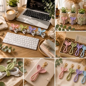 Crochet Leaf Cable Ties Pattern: Beginner Tech Accessory Organizer (PDF Download)
