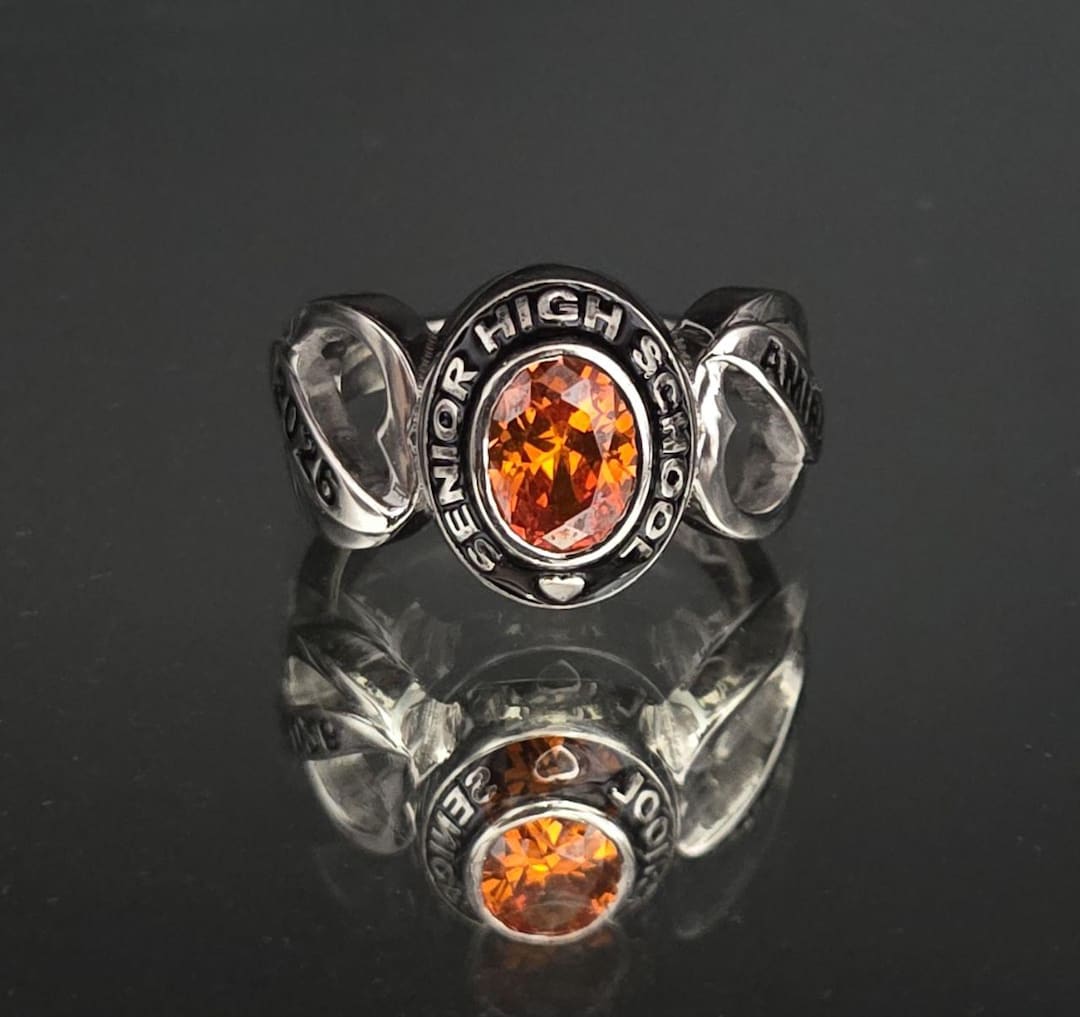 Custom 2026 High School Class Ring for Women Oval Gemstone Personalized ...