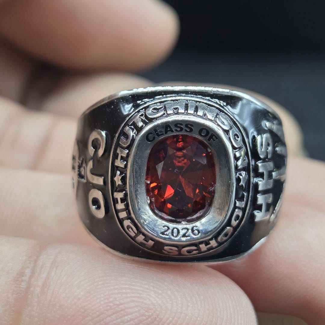 Unique Class of 2026 Men’s Graduation Ring Red Square Gem Custom High ...