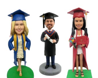 Customized Graduation Bobbleheads Figurine, Custom PhD Bobblehead, Custom Master Figurines Bobbleheads, Personalized Students Bobblehead