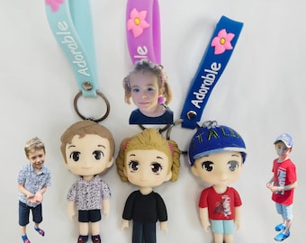 Llavero con retrato de arcilla personalizado, mini figura personalizada de regalo