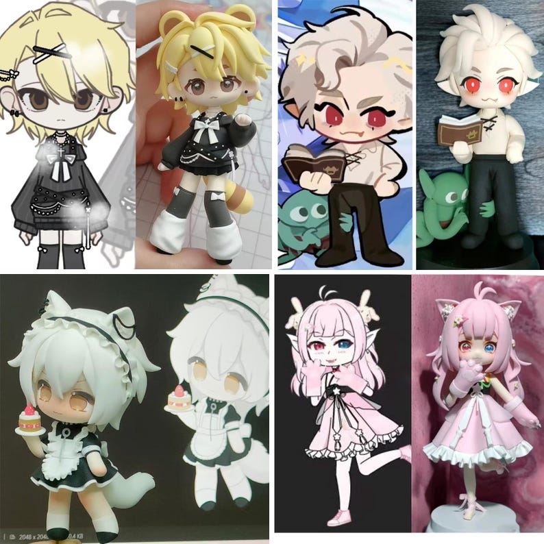 Custom Chibi Clay Figures, Anime Character Sculptures, Handcrafted Polymer Clay Art image 9