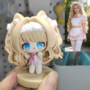 Custom Chibi Clay Figures, Anime Character Sculptures, Handcrafted Polymer Clay Art image 4