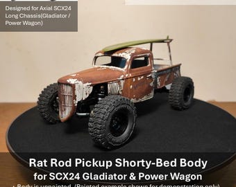 Rat Rod Pickup Shorty-Bed Body for AXIAL SCX24 Long Chassis | 3D Printed | 18+ For Adults