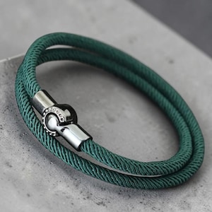 メンズ ダブルレイヤー ロープブレスレット - ステンレススチール マグネット留め金 ミニマリストスタイル