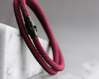 Pulsera de cuerda de doble capa para hombre, cierre magnético, pulsera informal para uso diario.