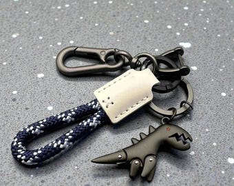 Handmade Leather Rope Keychain | Motorcycle & Car Key Holder | Woven Keyring | Gift for Men