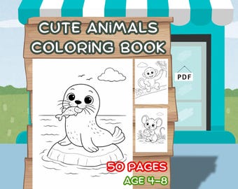 bold line Coloring pages | Zoo animals for kids | Ages 4-8 (PDF Download)