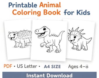 Dinosaur Coloring Book for Kids Ages 4–8 | Printable PDF Coloring Pages