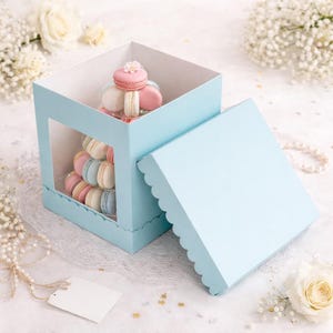 1 caja alta para pastel con ventana / Embalaje de panadería de cartón corrugado de 10 pulgadas