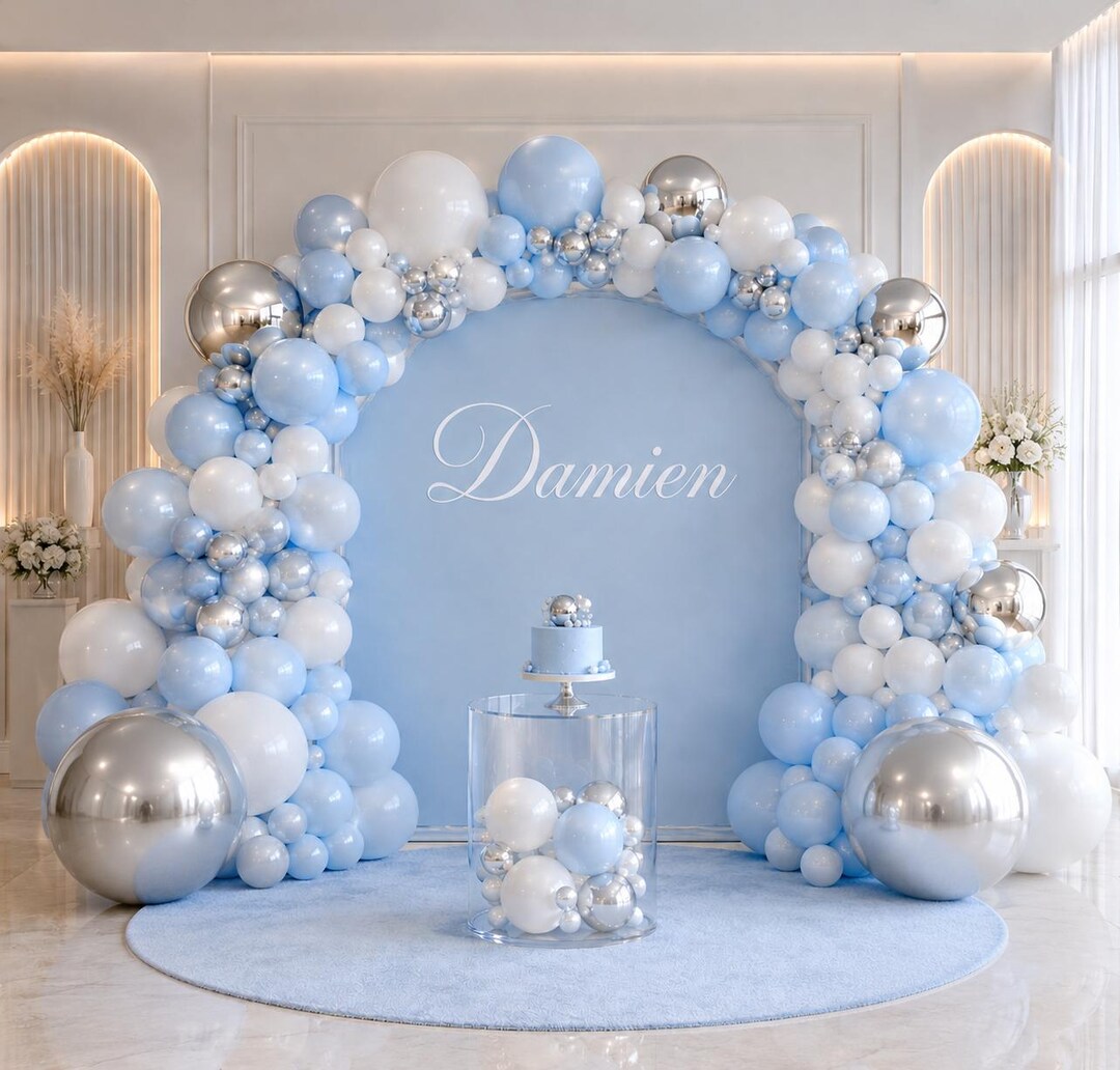 144 PCS Blue Silver Balloon Garland Kit Baby Shower Birthday Decor - Etsy
