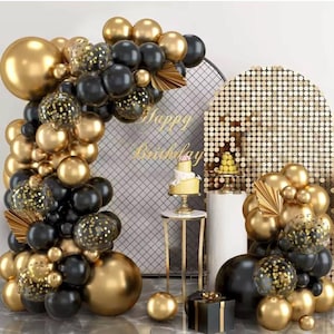 133 PCS Black Gold Balloon Arch Kit for Birthday, Wedding Graduation Party