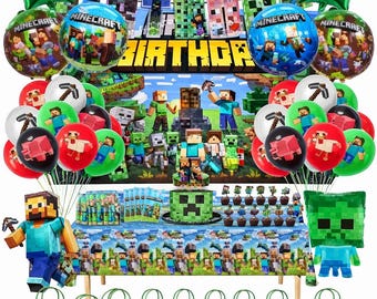Pixel Gaming Birthday Party Decorations Kit, Video Game Theme Supplies