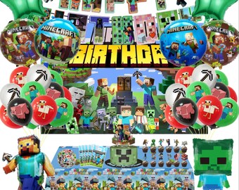 Pixel Gaming Birthday Party Decorations Kit, Video Game Theme Supplies