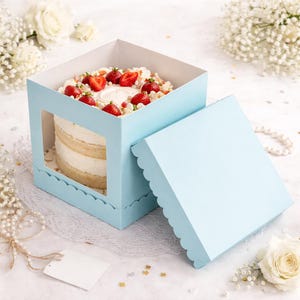 1 Tall Cake Box with Window | 10 Inch Corrugated Bakery Packaging