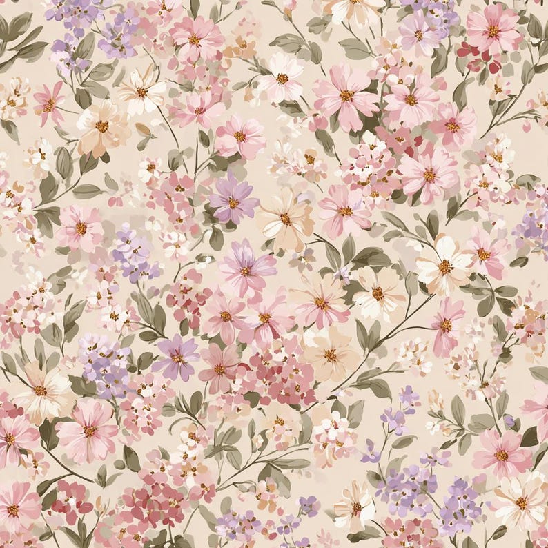 Vintage Floral Digital Paper Pack – Shabby Chic 12x12 Backgrounds ...